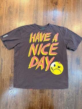 Vintage Rocawear Have A Nice Day Graphic T-Shirt Brown Y2K Streetwear XL